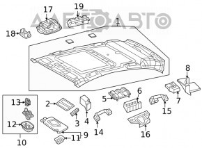 Ceiling light rear left Mercedes GLC 16-22 without panorama, beige