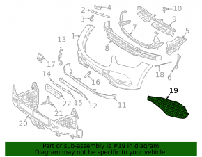 Right front bumper grille for Mercedes X167 GLS 450 20-23, chrome structure, for parking sensors