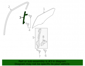 Glass guide for rear right door Ford Ecosport 18-22