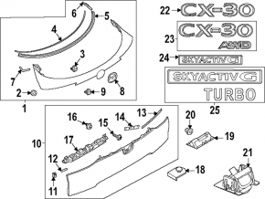 Upper tailgate trim seal Mazda CX-30 20 - tears