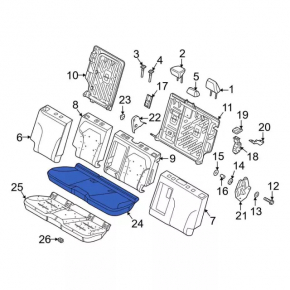 Ford Mustang Mach-E 21-25 2nd row lower seat trim, gray leather