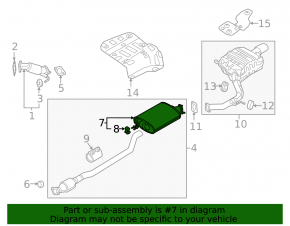 Catalytic converter rear Kia Sorento 16-20 AWD