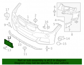 Front bumper plate for BMW X1 F48 16-19 M-Sport