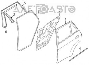 Molding door-glass central rear right BMW X5 E70 07-13 black