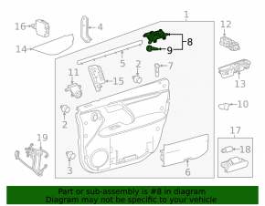 Inner front left door handle for Lexus RX350 RX450h 16-22