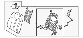 Rear seat backrest, 3rd row, right, Kia Sorento 21-24 HEV, gray leather, perforated, with headrest, dry-cleanable