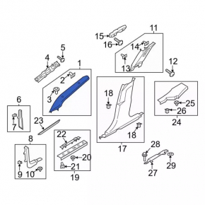 Front pillar trim upper left Ford Fusion mk5 13-16 beige, scratch