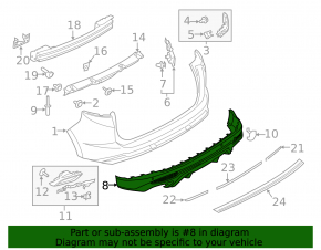 Rear bumper lip Ford Edge 15-18 prerest SPORT for parking sensors, without towbar
