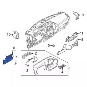 Driver's knee pad assembly Ford Escape MK4 20- black, broken mount