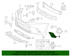 Right fog light frame for Lexus CT200h 14-17