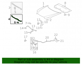 Right hood-fender seal for Toyota Highlander 2010