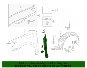 Left door-wing seal for Lexus CT200h 11-17