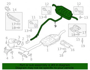 Exhaust line middle part VW Tiguan 18-19 fwd