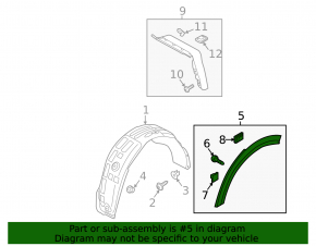 Rear left wing arch trim Kia Niro 17-22 structure