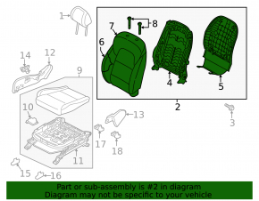 Passenger seat for a Kia Sportage 17-22 without airbag, manual, black cloth, LX, gray stitching, dry-cleanable
