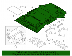 Porsche Cayenne 958 11-14 roof lining for panorama alcantine black