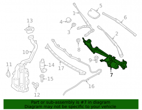 Mercedes CLA 14-19 windshield wiper linkage with motor
