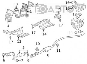The exhaust pipe, the middle section with the catalytic converter, Honda Insight 19-22, has a torn mesh.