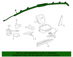 Right side curtain airbag for Chevrolet Volt 11-15