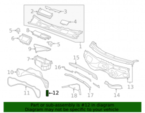 Right windshield wiper grille drain Audi Q8 19-26