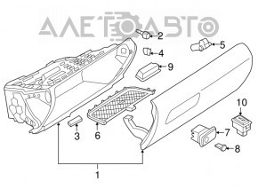 Glove box, glove compartment assembly BMW 3 F30 12-18 black, chrome on the handle