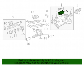 Right fender apron inner panel for Toyota Sienna 11-20