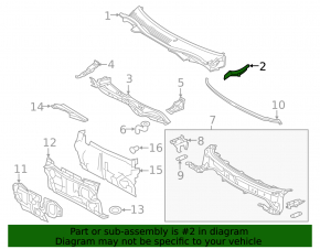 Right windshield wiper seal for Toyota Camry V55 15-17 (USA)