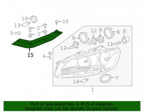 TV bracket, left eyelash, VW Passat B7 12-15 USA