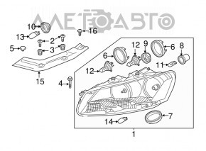 TV bracket, left eyelash, VW Passat B7 12-15 USA