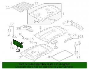 Right sun visor for VW Tiguan 2009-2017, gray, without hook