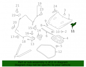 Hood hinge left Infiniti Q50 14-