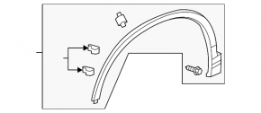 Front left fender arch trim for Honda Passport 19-25 Without HPD