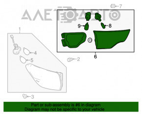 Left interior tailgate light for Toyota Highlander 2014-2016