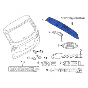 Ford C-max MK2 13-18 trunk door molding for camera