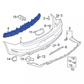Ford Mustang mk6 18-23 Rear Bumper Absorber