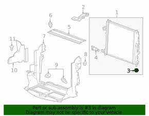Radiator support lower left Cadillac CTS 14-19 rubber + plastic