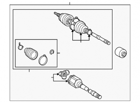 Drive half shaft front right Lexus RX350 10-15 FWD, without outer part, with bracket
