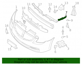 Front bumper mount, left fender, Nissan Altima 2012 coupe