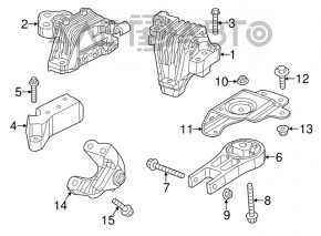 Left engine mount for Jeep Cherokee KL 14-19 3.2