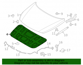 Hyundai Sonata 16-17 hybrid hood insulation