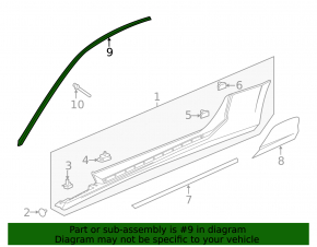 Upper front left door molding for a 16-23 Chevrolet Camaro, black, scratched