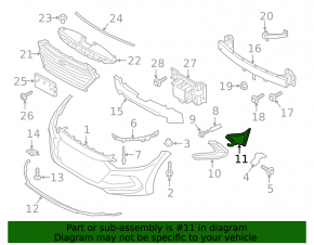 Front left bumper air duct Hyundai Elantra AD 17-18 pre-rest, without fog lights, broken fastener
