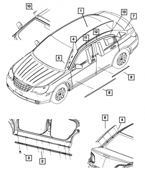 Door trim side rear right front Chrysler 200 11-14