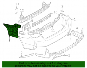 Rear bumper mount on the right fender for BMW i4 22-25
