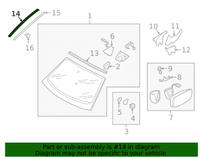 Right windshield molding for Audi Q3 83A 19-25 black