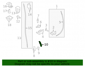 Internal tailgate handle Ford Transit Connect MK2 13-25 cargo, with cables