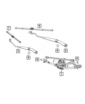 Windscreen wiper trapezoid with motor Fiat 500L 14-17