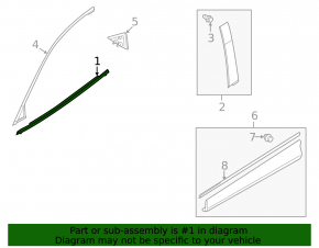 Molding door-glass central front left Mazda CX-5 13-16