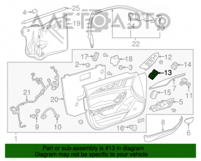 Front left window lift control for Cadillac CTS 14- with trim