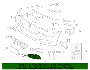Right front bumper grille for BMW 4 F32/33/36 14-20 under fog lights, M Pack, structure